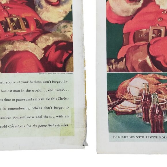 Vintage Coca Cola Santa Ads 1950s The Pause that Refreshes The Same to You - Picture 9 of 11